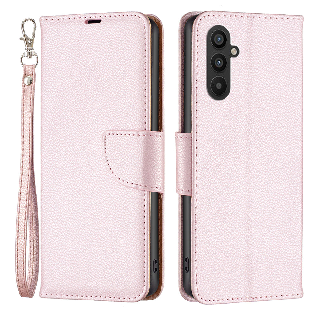For Samsung Galaxy A24 4G PU Leather Wallet Cover Litchi Texture Flip Stand Phone Case with Strap For Samsung Galaxy A24 4G PU Leather Wallet Cover Litchi Texture Flip Stand Phone Case with Strap